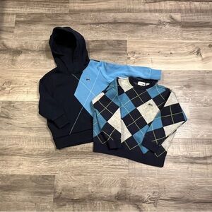 Lot of 2 bundle Lacoste Navy and Light Blue Sweater and hoodie